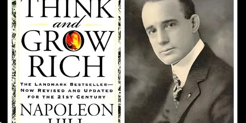 Think and Grow Rich boekcover met portret Napoleon Hill